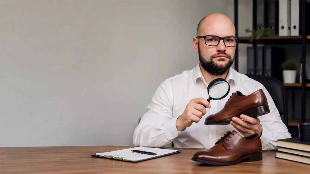 Karol Pesta biegły rzeczoznawca obuwia dokonuje oceny reklamacji butów